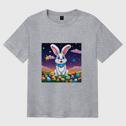 Футболка оверсайз мужская Кролик под звёздами, цвет: меланж