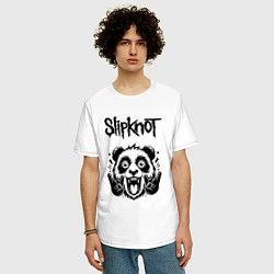 Футболка оверсайз мужская Slipknot - rock panda, цвет: белый — фото 2