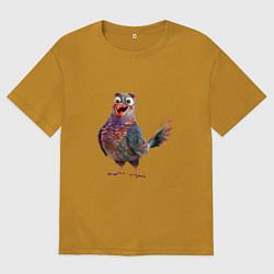 Футболка оверсайз мужская Удивленный сизый голубь, цвет: горчичный