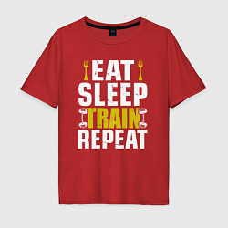 Футболка оверсайз мужская Eat sleep train, цвет: красный