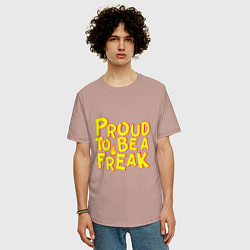 Футболка оверсайз мужская Proud to be a freak, цвет: пыльно-розовый — фото 2