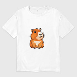 Футболка оверсайз мужская Сидящая удивлённая капибара, цвет: белый