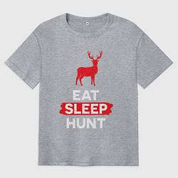 Футболка оверсайз мужская Есть спать охотиться на оленей, цвет: меланж