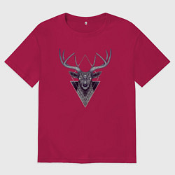 Футболка оверсайз мужская Трехглазый олень, цвет: маджента