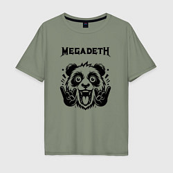 Футболка оверсайз мужская Megadeth - rock panda, цвет: авокадо