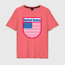 Футболка оверсайз мужская United States, цвет: коралловый