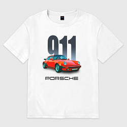 Футболка оверсайз мужская Porsche 911 спортивный немецкий автомобиль, цвет: белый