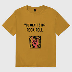 Футболка оверсайз мужская You cant stop rock roll, цвет: горчичный