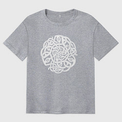 Футболка оверсайз мужская Белый кельтский готичный узор, цвет: меланж