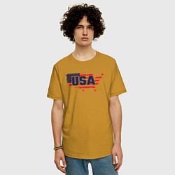Футболка оверсайз мужская Map USA, цвет: горчичный — фото 2