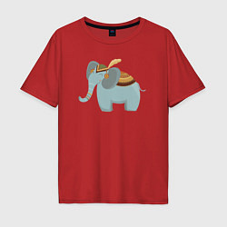 Футболка оверсайз мужская Cute elephant, цвет: красный