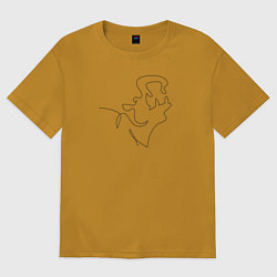 Футболка оверсайз мужская Бегемот line art, цвет: горчичный