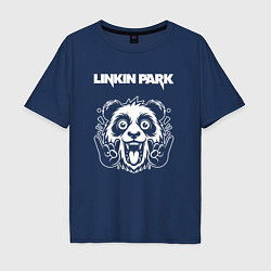 Футболка оверсайз мужская Linkin Park rock panda, цвет: тёмно-синий