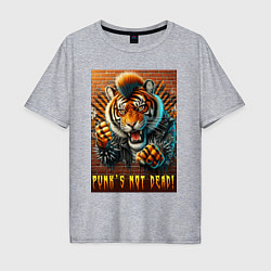 Мужская футболка оверсайз Punks not dead - motto tiger