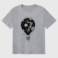 Футболка оверсайз мужская Космический воздушный шар, цвет: меланж