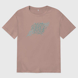 Футболка оверсайз мужская Стая рыб, цвет: пыльно-розовый