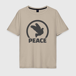 Футболка оверсайз мужская Peace bird, цвет: миндальный