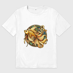 Футболка оверсайз мужская Золотая рыбка исполняет желания, цвет: белый