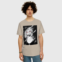 Футболка оверсайз мужская Senpai девушка, цвет: миндальный — фото 2