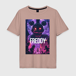 Футболка оверсайз мужская Freddy - мишка Фредди, цвет: пыльно-розовый