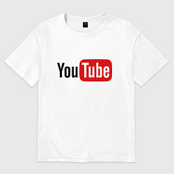 Футболка оверсайз мужская You tube logo, цвет: белый