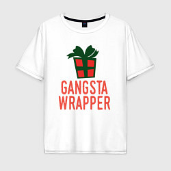 Футболка оверсайз мужская Gangsta wrapper, цвет: белый