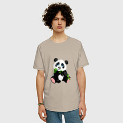 Футболка оверсайз мужская Красивый медведь панда, цвет: миндальный — фото 2