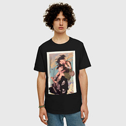 Футболка оверсайз мужская Хяккимару Дороро воин, цвет: черный — фото 2