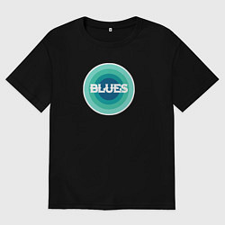 Футболка оверсайз мужская Блюз ретро в синем, цвет: черный
