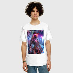 Футболка оверсайз мужская Cyber Barbie - neon glow fantasy, цвет: белый — фото 2