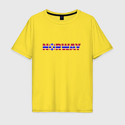 Футболка оверсайз мужская Флаг Норвегии арт, цвет: желтый