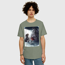 Футболка оверсайз мужская Безработный Рудеус Грейрат, цвет: авокадо — фото 2