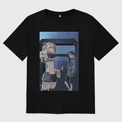 Футболка оверсайз мужская Песнь ночных сов Ко Ямори, цвет: черный