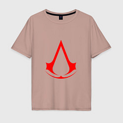 Футболка оверсайз мужская Red logo of assassins, цвет: пыльно-розовый