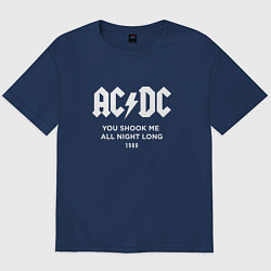 Футболка оверсайз мужская AC DC - You shook me all night long 1980, цвет: тёмно-синий