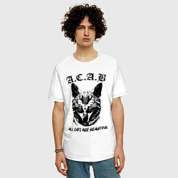 Футболка оверсайз мужская All cats are beautiful, цвет: белый — фото 2