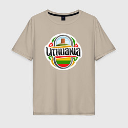 Футболка оверсайз мужская Lithuania, цвет: миндальный