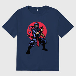 Футболка оверсайз мужская Warrior ninja, цвет: тёмно-синий