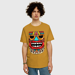 Футболка оверсайз мужская Tiki mask, цвет: горчичный — фото 2