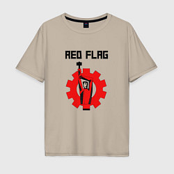 Футболка оверсайз мужская Red Flag - Hammer, цвет: миндальный
