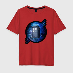 Футболка оверсайз мужская Tardis in space, цвет: красный