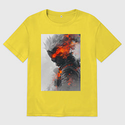 Футболка оверсайз мужская Киберпанк самурай, цвет: желтый