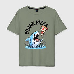 Футболка оверсайз мужская Shark pizza - ai art fantasy, цвет: авокадо