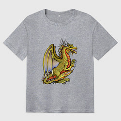Футболка оверсайз мужская HOMM3 gold dragon, цвет: меланж