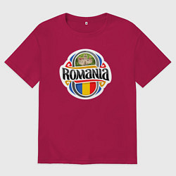 Футболка оверсайз мужская Румыния, цвет: маджента