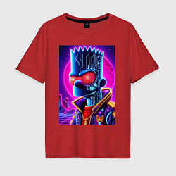 Футболка оверсайз мужская Cool Bart Simpson - neon glow, цвет: красный