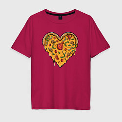 Футболка оверсайз мужская Pizza heart, цвет: маджента