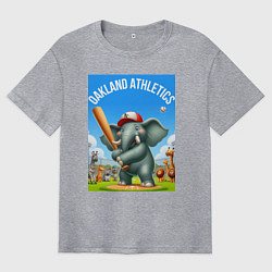 Футболка оверсайз мужская Elephant - batter Oakland Athletics, цвет: меланж