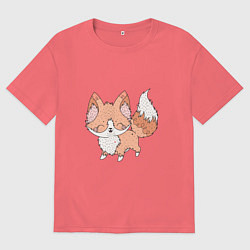 Футболка оверсайз мужская Лисичка Фокс, цвет: коралловый