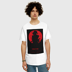 Футболка оверсайз мужская Тёмный дворецкий Себастьян Михаэлис боец, цвет: белый — фото 2